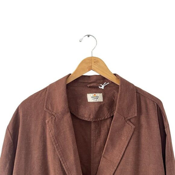 Marine Layer Flora Hemp Tencel Blazer Oversize Brown Women's Size XL NWOT - Picture 6 of 16